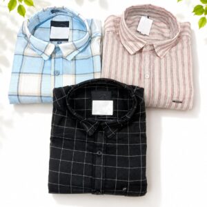 Dobby Checks Semi Cotton Shirts – 3 Pcs Combo